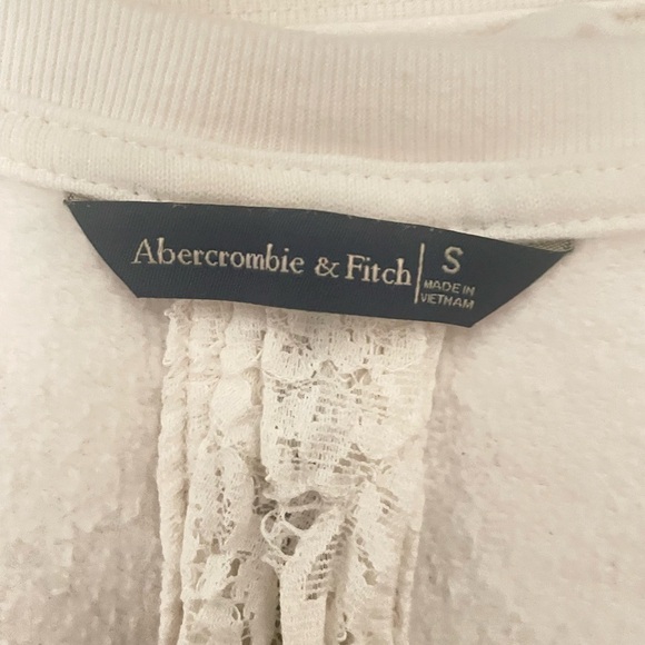 Abercrombie & Fitch White Lace Detail Sweatshirt Sz S - Picture 6 of 7